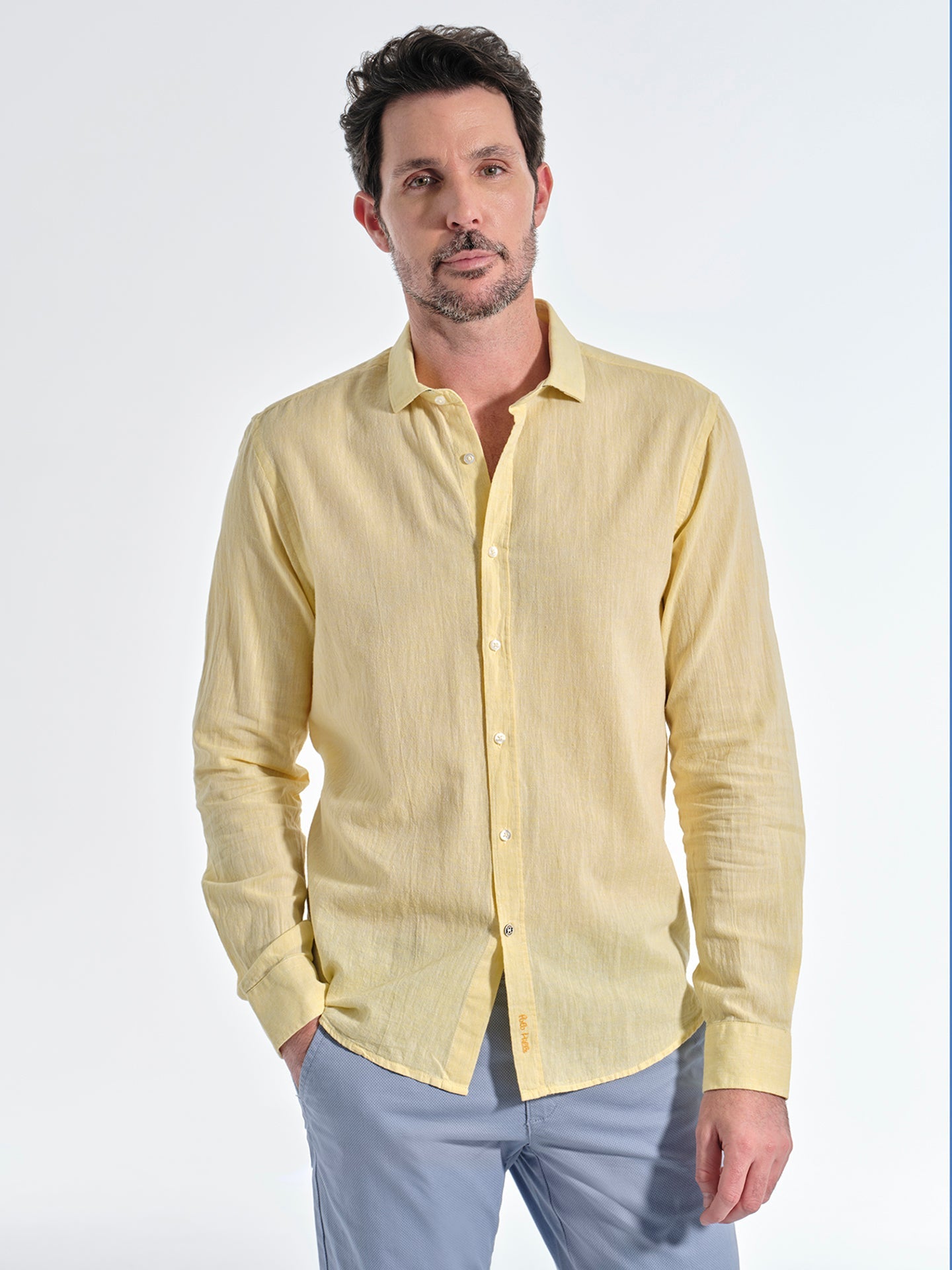 CAMISA WASHED LINO YELLOW - Polo Hills