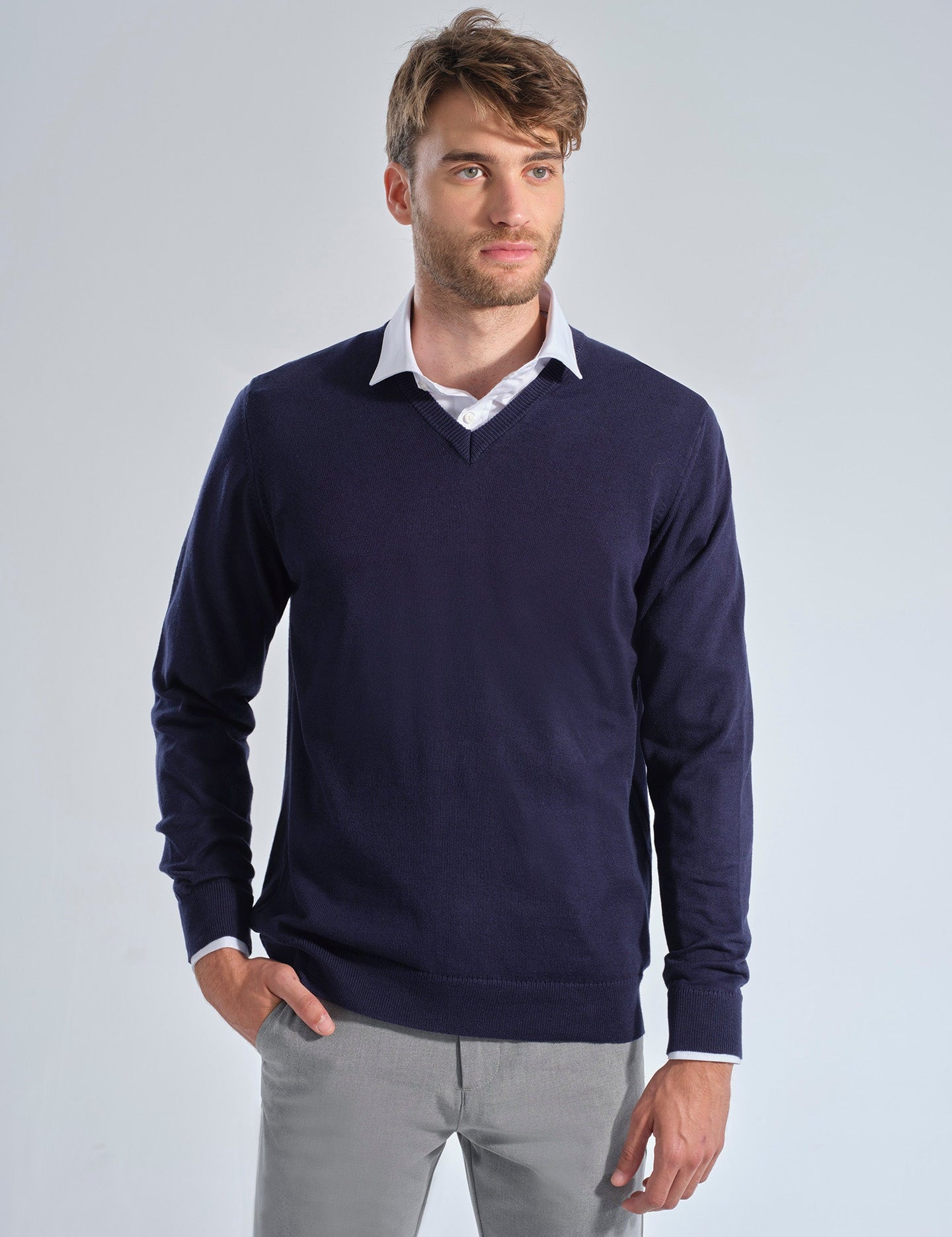 JERSEY PICO LANA BE NAVY - Polo Hills